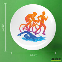 Button Triathlon bunte Silhouette