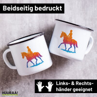Emaille Tasse Reiten bunte Silhouette 300ml Vintage...