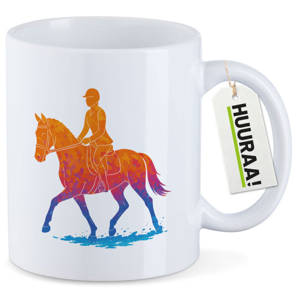 Kaffeetasse Reiten bunte Silhouette 330ml
