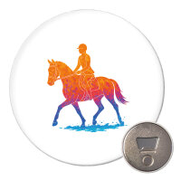 Magnet Reiten bunte Silhouette 59mm Kühlschrankmagnet
