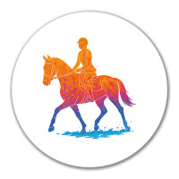 Aufkleber Reiten bunte Silhouette 10cm
