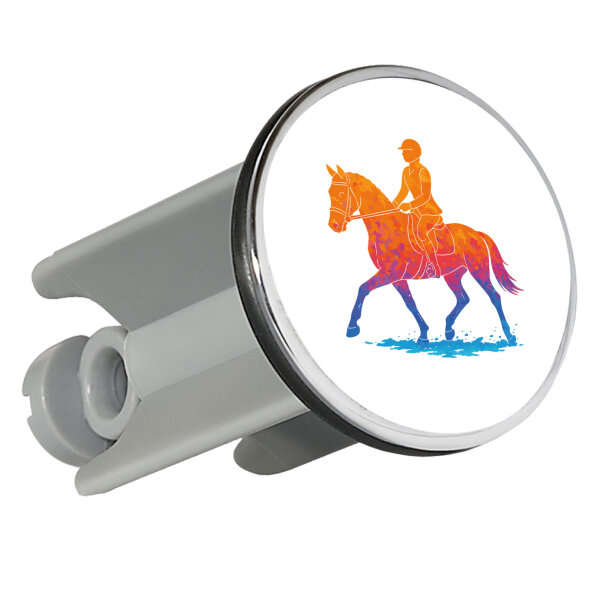 Waschbeckenstöpsel Reiten bunte Silhouette 4cm Abflussstopfen