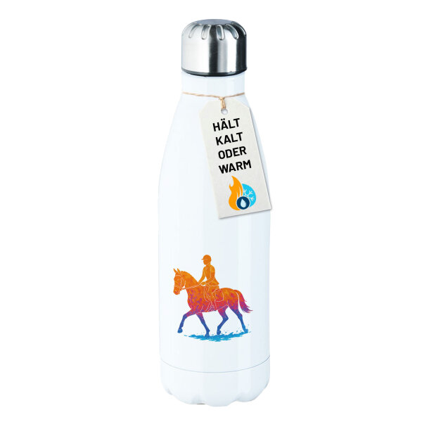 Edelstahl-Trinkflasche Reiten bunte Silhouette 500ml Wasserflasche