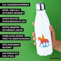 Edelstahl-Trinkflasche Reiten bunte Silhouette 500ml Wasserflasche