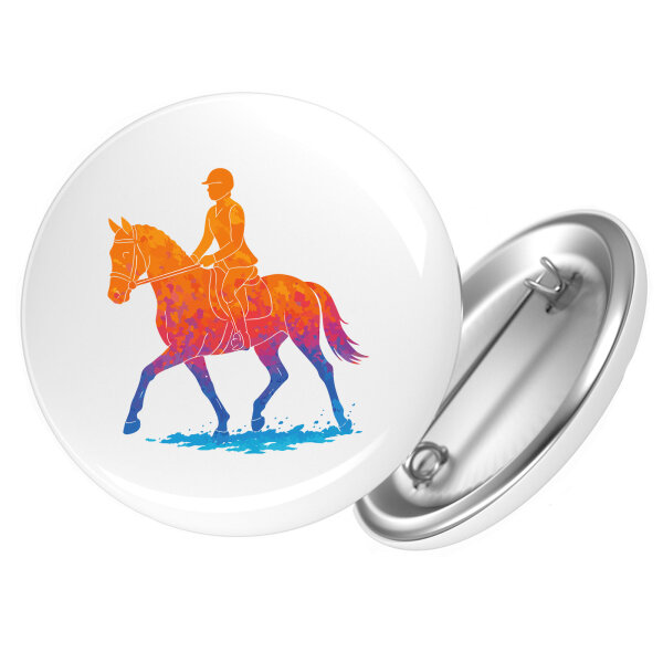 Button Reiten bunte Silhouette
