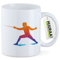 Kaffeetasse Fechten bunte Silhouette 330ml