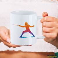 Kaffeetasse Fechten bunte Silhouette 330ml