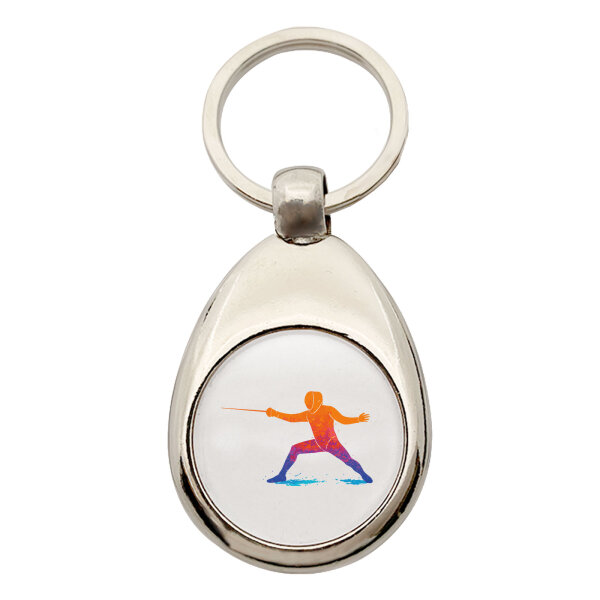 Schlüsselanhänger Fechten bunte Silhouette