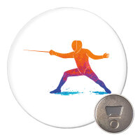 Magnet Fechten bunte Silhouette 59mm Kühlschrankmagnet