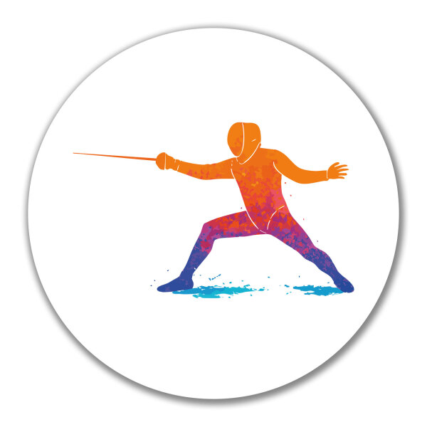 Aufkleber Fechten bunte Silhouette 10cm