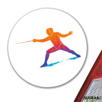 Aufkleber Fechten bunte Silhouette 10cm