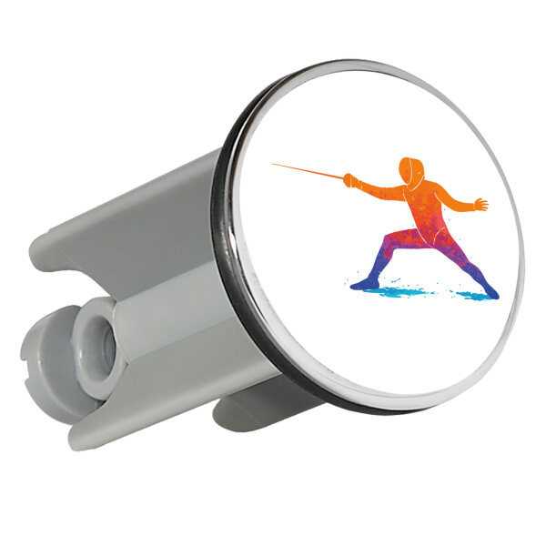 Waschbeckenstöpsel Fechten bunte Silhouette 4cm Abflussstopfen