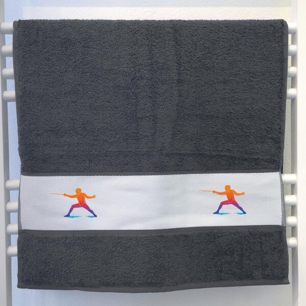 Handtuch Fechten bunte Silhouette 50x100cm