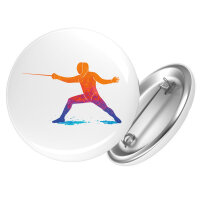 Button Fechten bunte Silhouette