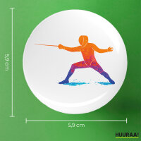 Button Fechten bunte Silhouette