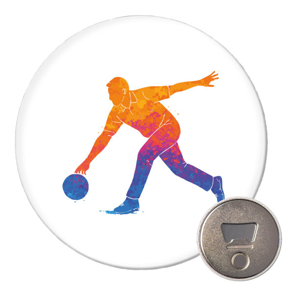 Magnet Bowling bunte Silhouette 59mm Kühlschrankmagnet