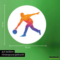 Aufkleber Bowling bunte Silhouette 10cm
