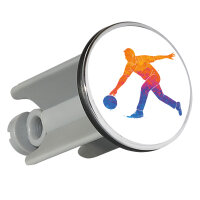 Waschbeckenstöpsel Bowling bunte Silhouette 4cm...