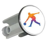 Waschbeckenstöpsel Bowling bunte Silhouette 4cm
