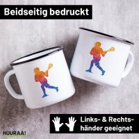 Emaille Tasse Lacrosse bunte Silhouette 300ml Vintage