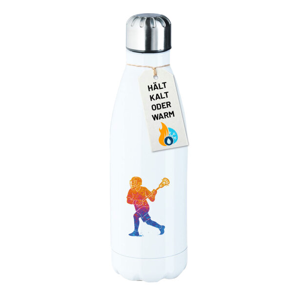 Edelstahl-Trinkflasche Lacrosse bunte Silhouette 500ml Wasserflasche