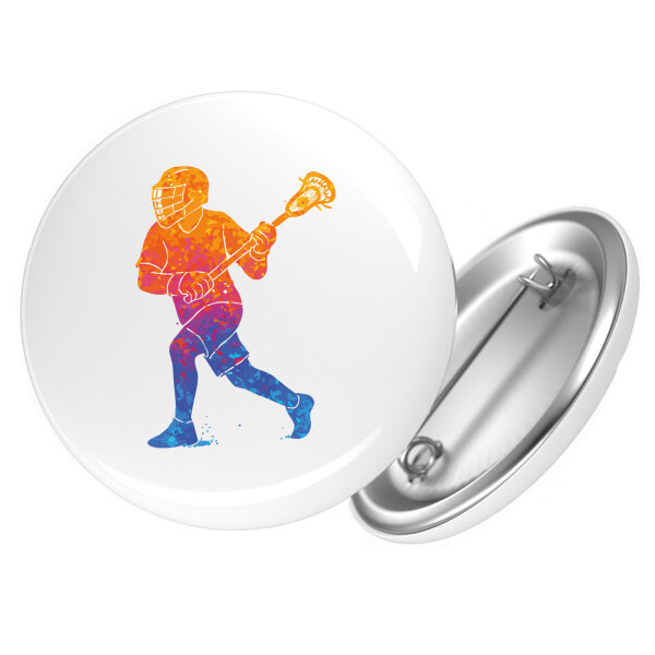Button Lacrosse bunte Silhouette