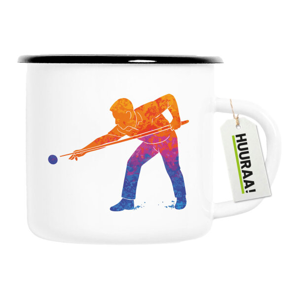 Emaille Tasse Billard Snooker 300ml Vintage Emaille Becher