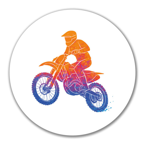 Aufkleber Motocross bunte Silhouette 10cm