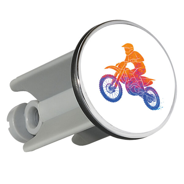 Waschbeckenstöpsel Motocross bunte Silhouette 4cm Abflussstopfen