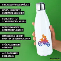 Edelstahl-Trinkflasche Motocross bunte Silhouette 500ml Wasserflasche