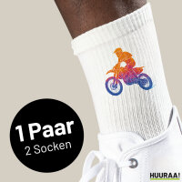 Unisex Socken Motocross bunte Silhouette Größe 37/46 White Motiv Tennissocken