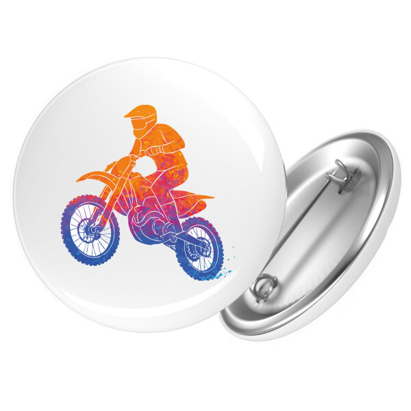 Button Motocross bunte Silhouette