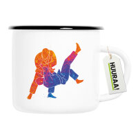 Emaille Tasse Judo bunte Silhouette 300ml Vintage Emaille...