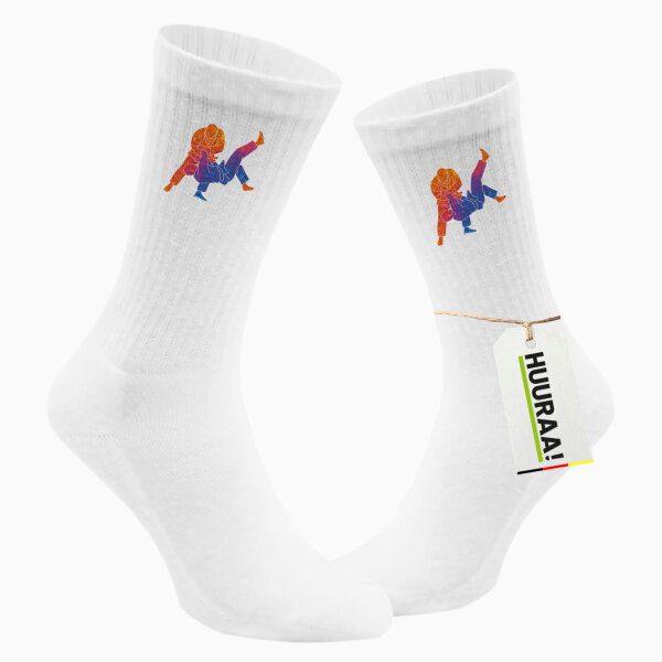 Unisex Socken Judo bunte Silhouette Größe 37/46 White Motiv Tennissocken