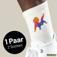 Unisex Socken Judo bunte Silhouette Baumwolle