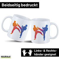 Kaffeetasse Taekwondo bunte Silhouette 330ml