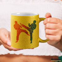 Glitzertasse Taekwondo bunte Silhouette 330ml