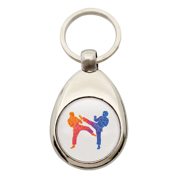 Schlüsselanhänger Taekwondo bunte Silhouette Schlüsselring
