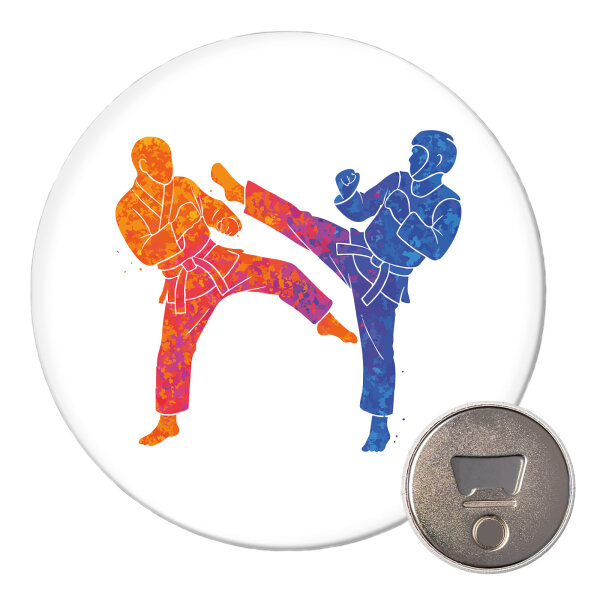 Magnet Taekwondo bunte Silhouette 59mm Kühlschrankmagnet