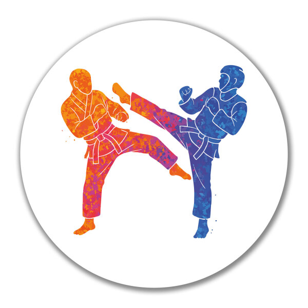 Aufkleber Taekwondo bunte Silhouette 10cm