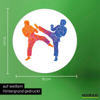 Aufkleber Taekwondo bunte Silhouette 10cm rund