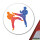 Aufkleber Taekwondo bunte Silhouette 10cm rund