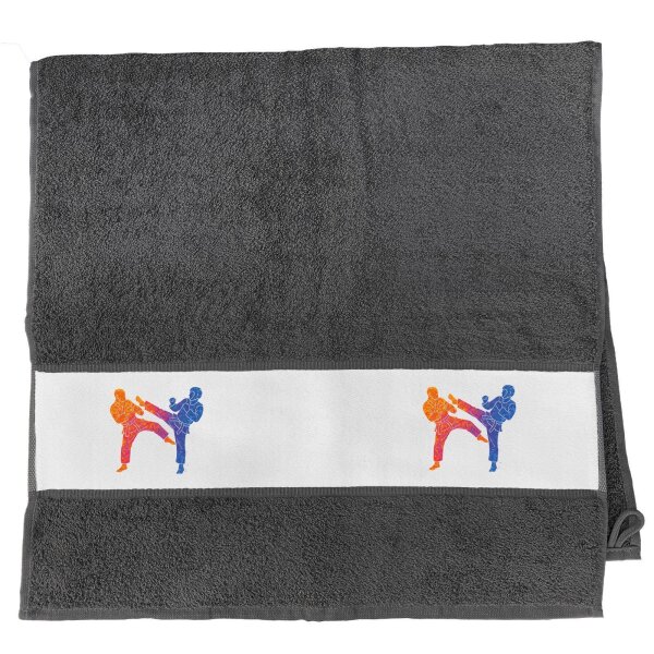 Handtuch Taekwondo bunte Silhouette 50x100cm