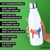 Trinkflasche Taekwondo bunte Silhouette 500ml Edelstahl Wasserflasche