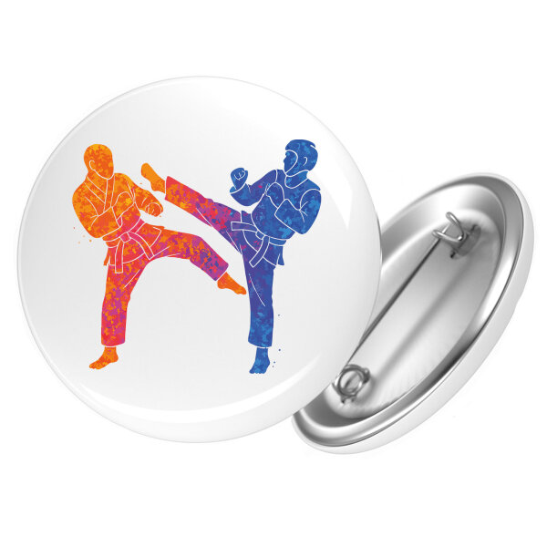 Button Taekwondo bunte Silhouette