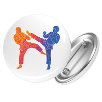 Button Taekwondo bunte Silhouette rund