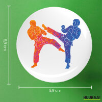 Button Taekwondo bunte Silhouette rund