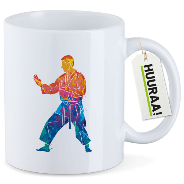 Kaffeetasse Karate bunte Silhouette 330ml