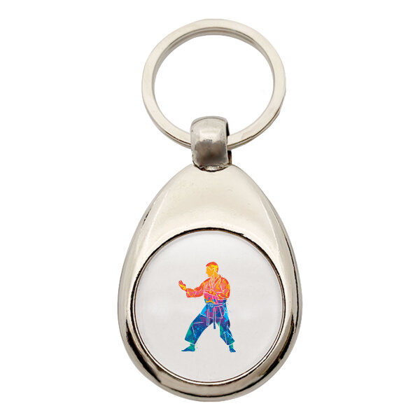 Schlüsselanhänger Karate bunte Silhouette Schlüsselring