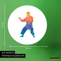 Aufkleber Karate bunte Silhouette 10cm rund